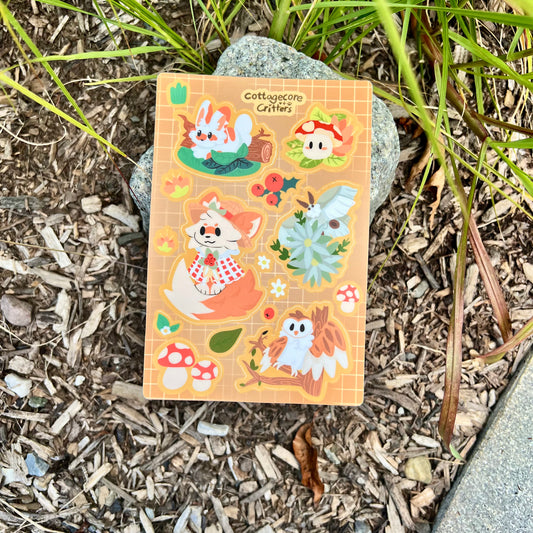 cottagecore critters sticker sheet